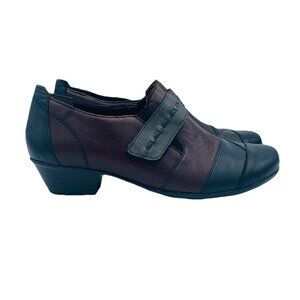 Remonte Shoes Womens Size 7-7.5 /EU38 Red Leather Slip On Comfort Cuban Heels